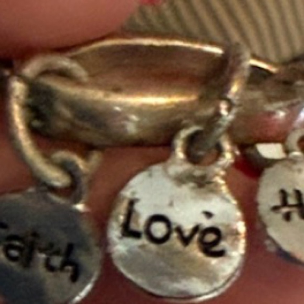 Silver Charm Bracelet with Faith, Love, Hope Charms